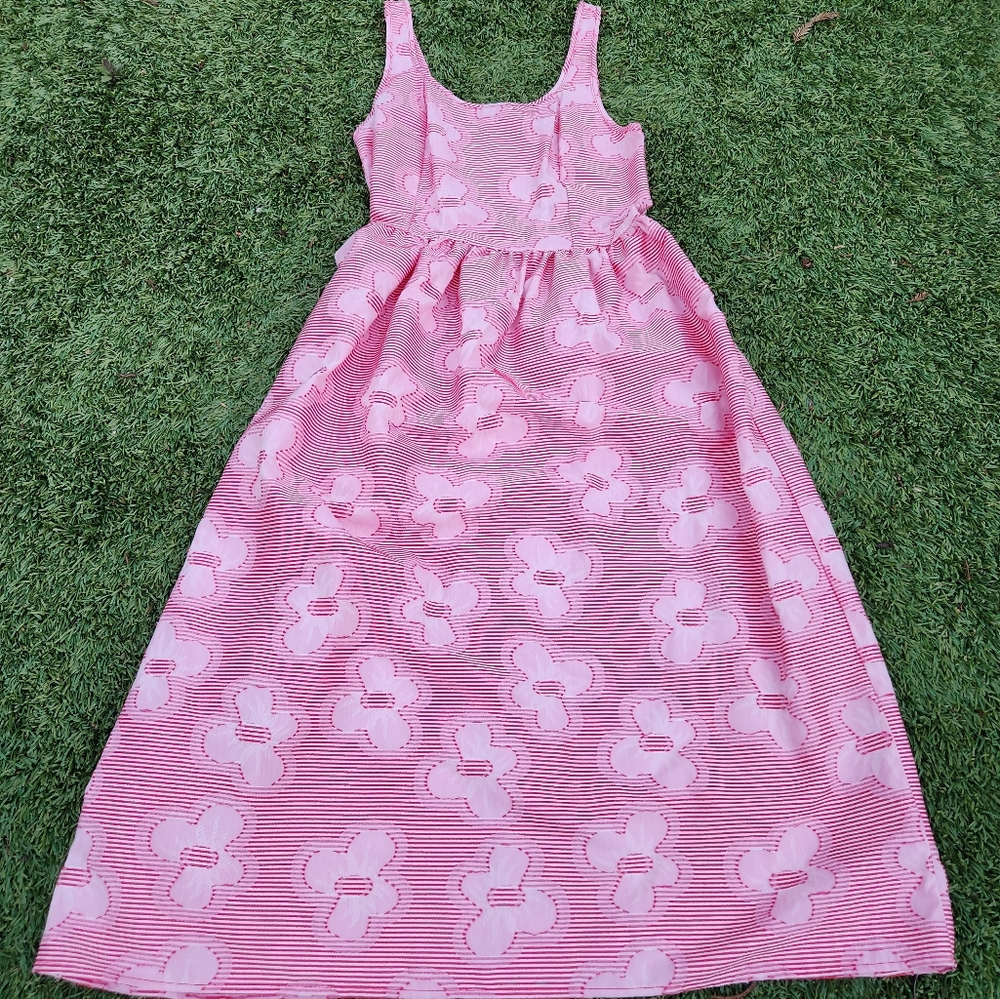 Self Contrast Red and White Sleeveless Sundress Size Small